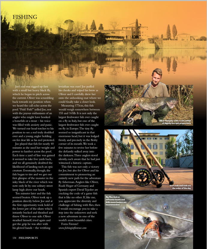 Florence Italy fishing wels catfish fly